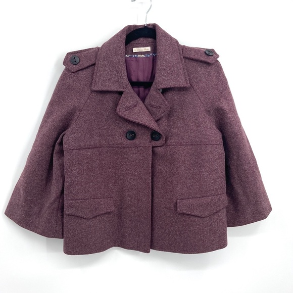 Elegant Women's Burgundy Peacoat - Picture 1 of 8